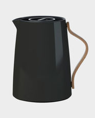 Stelton Emma Vacuum Tea Jug | 1 L Capacity | Double-Walled Stainless Steel Insert | Beech Wood Handle | Easy-Click Lid | Scandinavian Design - Black