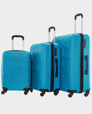 Para John ABS 3 Pcs Trolley Luggage Set (28 Inch + 24 Inch + 20 Inch) | 4 Multi Directional Dual Airflow Spinner Wheels | 3 Numbered Friendly Combination Lock | PJTR3141LL - Lake Blue