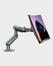 North Bayou NB F6 RGB Gaming Monitor Arm | Height Adjustable Up to 490mm | Fits 32-60 Inch Screen | 20kg Load Capacity | 360° Rotation | Ideal For Gaming, Workstations And Office Desk Mount - Matte Gray