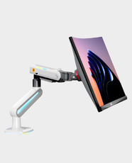 North Bayou NB E6 RGB Gaming Single Monitor Mount Arm | Height Adjustable Up to 490mm | Fits 32-60 Inch Screen | 20kg Load Capacity | 360° Rotation | Ideal For Gaming, Workstations And Office Desk Mount - White