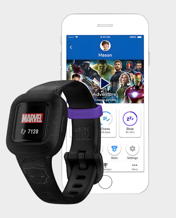 Garmin Vivofit Jr.3 (Stars Blue), Orologio e Activity Tracker per Bambini, Display a colori, Passi, Sonno, Cinturino in silicone, App interattiva, Autonomia fino a 1 anno, 4