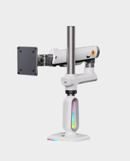 North Bayou NB E7 RGB Gaming Monitor Arm | Height Adjustable Up to 740mm | Fits 32-60 Inch Screen | 20kg Load Capacity | 360° Rotation | Ideal For Gaming, Workstations And Office Desk Mount - White