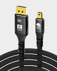 Epic Gamers Mini DisplayPort to DisplayPort Braided Cable | 3m Length | 8K@60Hz UHD Support | Aluminum Alloy Connectors - Black