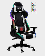 Chatty Comfortable Luxury RGB Gaming Chair | Remote Control LED Lights | Adjustable Height and Recline | 548-2-4-W - White