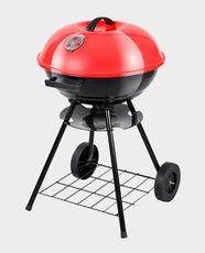 Desert Patrol Round BBQ Grill | 68 x 42 x 40 cm Size | Portable Wheel Design | Ideal Outdoor BBQ and Family Gathering Use | Chrome Plated Cooking Grid | YW-BBG250428-23 - Red