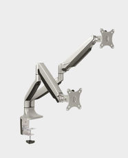 Skill Tech Premium Dual Monitor Ergonomic Arm | Fits 13 - 32 Inch Flat and Curved Monitors | 1 - 9 Kg Load Per Arm | Full-Motion | Steel, Aluminum and Plastic Construction | Cable Management | SH100 C024 - Silver