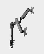 Skill Tech Dual Pole-Mounted Gas Spring Monitor Arm | Height Adjustable | Fits 17 - 32 Inch Flat and Curved Monitors | 1-9 Kg Weight Capacity | 180° Rotation | Quick Release VESA Plate | SH48 C024 - Black