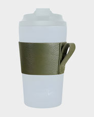 Fressko Leather Sleeve for Bino 340ml Coffee Cup | Luxe Pebbled Leather with Handy Finger Loop | Durable and Stylish Protection - Green