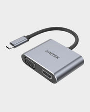 UNITEK USB-C to HDMI 4K 60Hz and VGA 1080p Adapter | Dual Display MST Support | UHD & FHD Output | Aluminium Alloy Housing | Plug & Play | Heat-Dissipation Design | V1126A - Space Grey