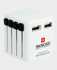 Skross World USB Charger | 2.4A Max USB Output | USB-A Type | 4 Type Plug Compatible - White