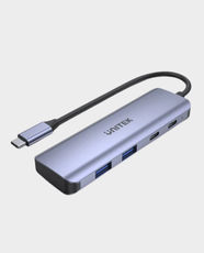 UNITEK uHUB Q4 Next 4-in-1 USB-C Hub | 2× USB-C & 2× USB-A | USB 3.0 5Gbps | LED Indicator | Ultra-Slim Aluminum Design | Plug & Play | Windows / Mac / Linux Compatible | H1107Q – Space Grey