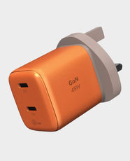 Momax 1Charge 45W 2-Port GaN Charger | USB-C PD 3.0 | UK Plug | Short-Circuit, Over-Heat, Over-Voltage, Over-Current, Over-Charge Protection - Orange