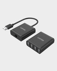 UNITEK 4-Port USB 2.0 Extender Over RJ45 | 1 × USB-A Upstream | 4 × USB-A Downstream | DC 5V/2A Power | Up to 60m Extension | 480Mbps | Plug & Play | Y-2516 - Black
