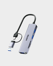 UNITEK uHUB P5+ 5-in-1 USB 5Gbps Hub | SD and Micro SD Card Reader | 15cm Cable Length | 5Gbps and 104MB Data Transfer Speed | H1320A - Space Grey