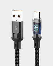 Wizard Smart Digital Display USB-A to USB-C Data Cable | 1.5m | LED Display | AI Charging Chip | 60W Fast Charging | Nylon-Braided | C55A – Black