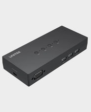 UNITEK 4 In 1 Out VGA USB KVM Switch | 1080P 60Hz Full HD | USB 2.0 480Mbps | One-Click Switching and Remote Control | 4×VGA Inputs | 3×USB Ports | Includes 1.2m Combo Cables | ABS | U-8710ABK - Black