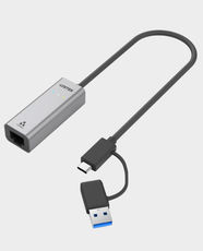 UNITEK Hybrid USB-C / USB-A to 2.5G Gigabit Ethernet Adapter | 30cm Cable | Aluminum Alloy | U1313CGY01 – Space Grey