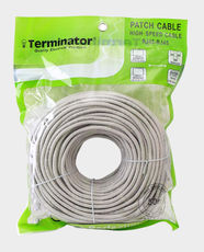 Terminator CAT6 High-Speed Ethernet Patch Cable | 50 Meter Length | RJ45 Male-to-Male Connector | Upto 250 MHz Frequency | Supports Upto 10G Operation | TPCC6-50M - White