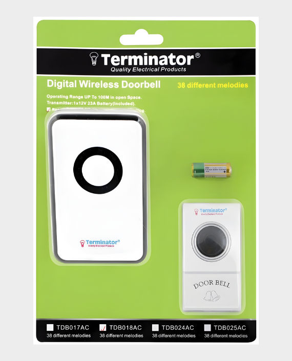 Terminator Bells Set Buy Terminator Digital Wireless Door Bell 38 Melodies 100m White in ...