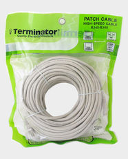 Terminator CAT6 High-Speed Ethernet Patch Cable | 30m Length | RJ45 Male-to-Male Connector | Upto 250 MHz Frequency | Supports Upto 10G Operation | TPCC6-30M - White