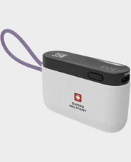 Swiss Military 10000mAh Power Bank | 35W USB-C Power Delivery | Integrated Cable | USB-A and USB-C Output | LED Indicator | SM-PB-10K-35W-MINI-LED-CBL-WHI - White