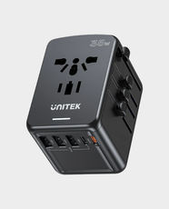 UNITEK 35W Universal Travel Adapter | AC Outlet 2000W | USB-A and USB-C Ports | EU/UK/US/AU Plug Compatible | P1121ABK01 - Black