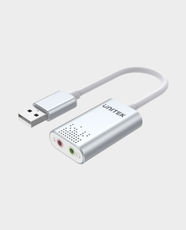 UNITEK USB 2.0 External Sound Card Adapter | 3.5mm Headset & Microphone | 48kHz 16-Bit Audio | 100dBA Output | Aluminum Housing | Y-247A – Silver