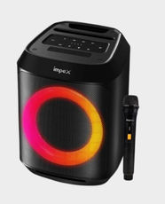 Impex TS1109 Portable Trolley Bluetooth Speaker | 8-Inch Woofer | 1500W PMPO | 1500mAh Rechargeable Battery | USB AUX TWS Connectivity | RGB LED Lights | Including Wireless Mic - Black