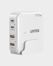 UNITEK 70W Desktop 4-in-1 GaN Charging Station | 2x USB-A + 2x USB-C | Fast Charging | Universal Compatibility | Multi-Device Charging | P1228AWH - White