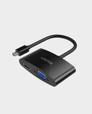UNITEK Mini DisplayPort to VGA + HDMI Converter | 20cm Cable Length | Supports Up to 1080p | Y-6328BK - Black