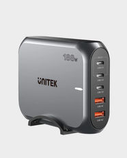 UNITEK 188W PD3.1 Desktop GaN Charging Station | 2 x USB-A + 3 x USB-C | 1.5m Cable | GaN III Technology | Fast Charging | Universal Compatibility | Built-in Safety Protocols | Multi-device Charging | P1234AGY01-UK - Grey