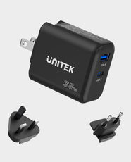 UNITEK 35W GaN Wall Charger | Dual-Port USB-C & USB-A | GaN III Technology | Intelligent Dual-port Power Allocation | US/EU/UK Plugs | Fast Charging for Multiple Devices | P1119A - Black