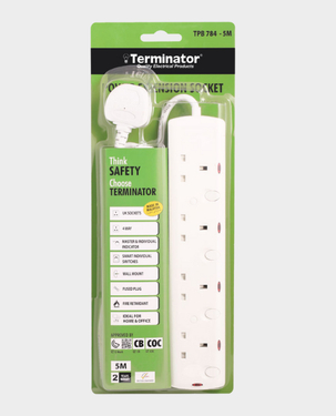 Buy Terminator 4-Way Extension 5m 13A 3250W in Qatar - AlaneesQatar.Qa