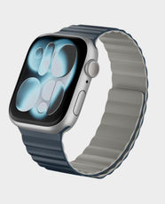 MAGEASY Skin Duo Reversible Silicone Magnetic Apple Watch Band | 145-200mm Wrists Fits | 40/41/42mm Case Compatibility - Midnight Blue/Concrete Gray