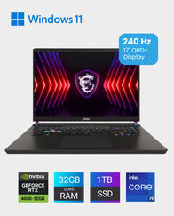 MSI Vector 17 / HX-A14VHG / 9S7-17S162-611 /  Intel Core I9 14900HX / 32GB DDR5 5600MHz / 1TB SSD / NVIDIA GeForce RTX 4080 12GB /  17-inch QHD+ 240Hz / English Arabic Keyboard / Windows 11 Home  - Cosmos Gray