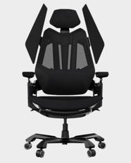 GamerTek Final Boss Gaming Chair | High Quality Fabric and Breathable Mesh | Three Way Adjustable Armrest | Silent Wheels | FB-BLK - Black