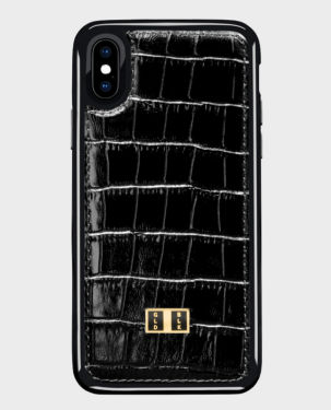 Gold Black iPhone X case Croco Black in Qatar