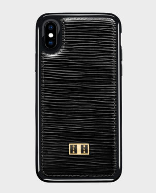 Gold Black iPhone X Leather Case Unico Black in Qatar