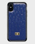 Gold Black iPhone X Leather Case Ostrich Royal Blue in Qatar