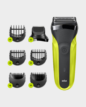 Braun 300BT Series 3 Shaver with Trimmer Head and 5 Combs - Green in Qatar