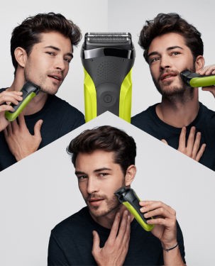 Braun 300BT Series 3 Shaver with Trimmer Head and 5 Combs Green