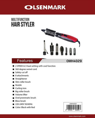 Olsenmark OMH4029 8 in 1 Multi-Function Hair Styler Black/Red