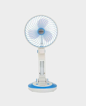 Olsenmark OMF1735 6 inch Blade Rechargeable Fan with LED Light USB Charging - Blue/White in Qatar