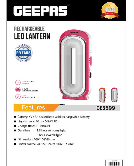 Buy Geepas GE5599 40 LED Rechargeable Emergency Lantern in Qatar ...