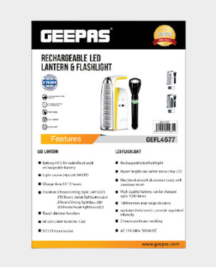Geepas GEFL4677 Rechargeable LED Lantern & Flashlight