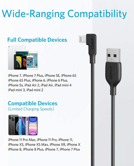 Buy Anker USB-A To 90 Degree Lightning Cable 6Ft/1.8M In Qatar ...