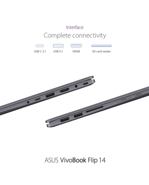 Asus Vivobook Flip TP412FA-EC721T i3-10110U 8GB Ram 512GB SSD Intel HD Graphics 14 Inch FHD Touch Screen Windows 10
