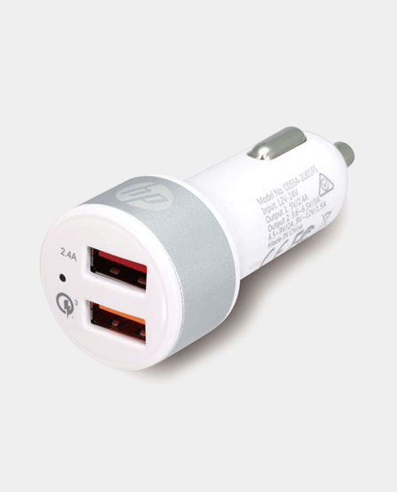 Buy Hp Usb 2.4a Port + Qc3.0 Port Car Charger Silver In Qatar 