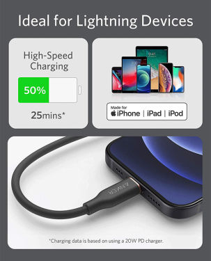 Anker PowerLine III Flow USB-C to Lightning Cable 6-ft Purple