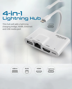 Promate 4 in 1 Lightning Multimedia Hub (MEDIASYNC-LT)